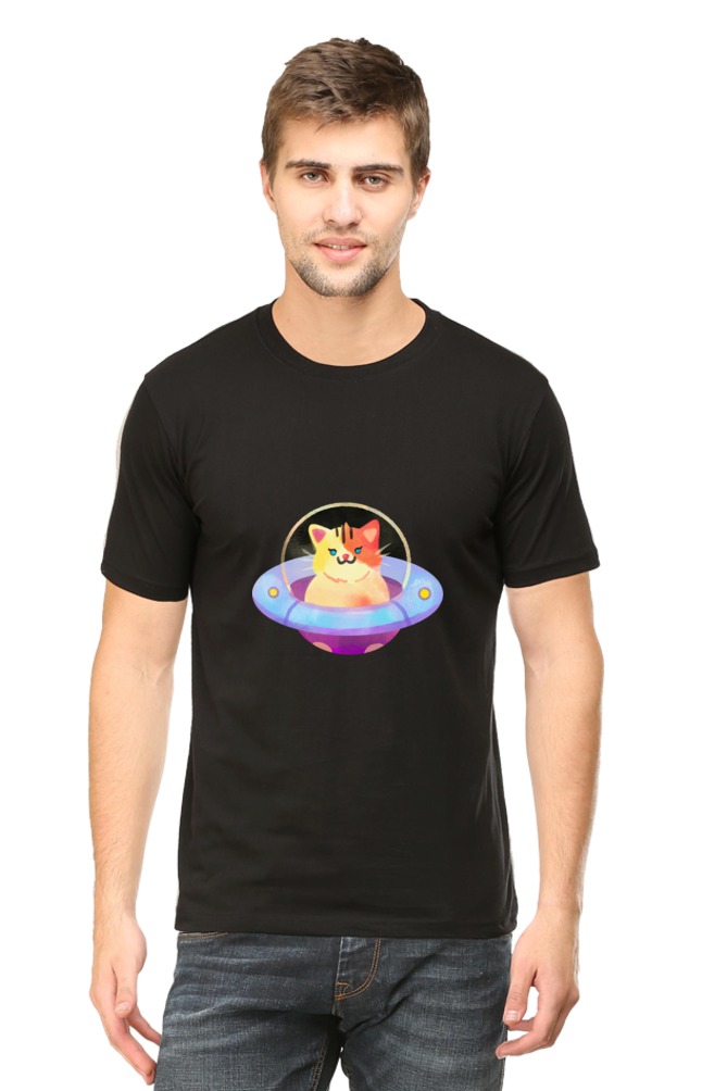 Alien Cat in UFO T-shirt